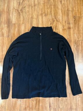 FIRST LITE Mens Merino Wool Black Quarter-Zip Thermal Base Layer Shirt Large